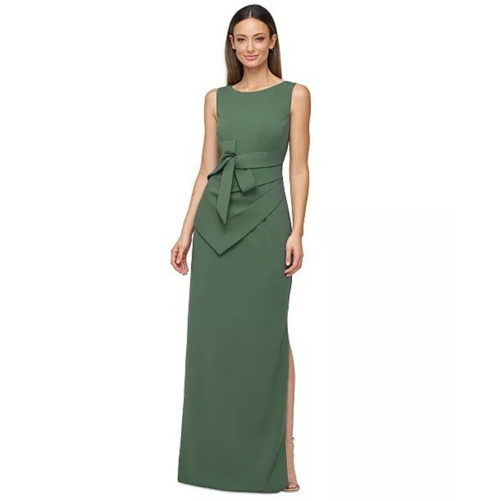 JS Collections Tianna Sleeveless Folded-Waist Gown Size 8 Sage Green NWT